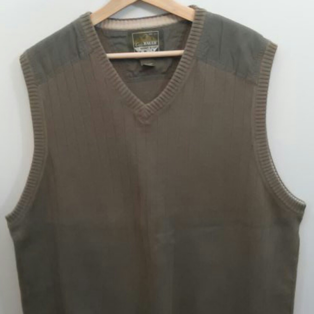 Eddie Bauer XL Khaki/Tan Cotton Sweater Vest